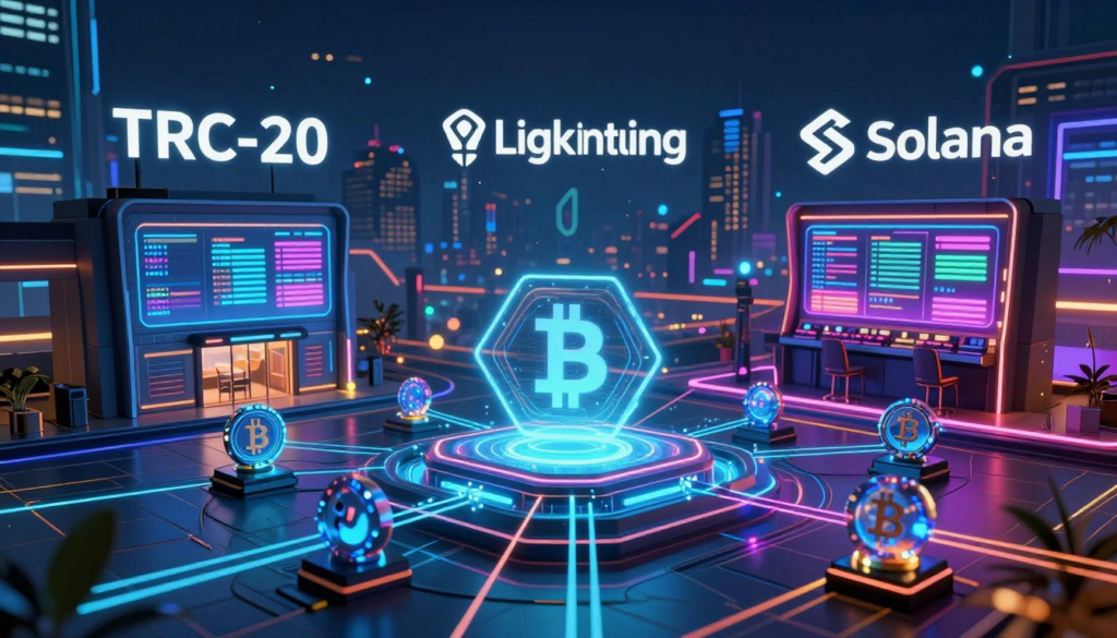 Redes blockchain preferidas: TRC-20, Lightning y Solana